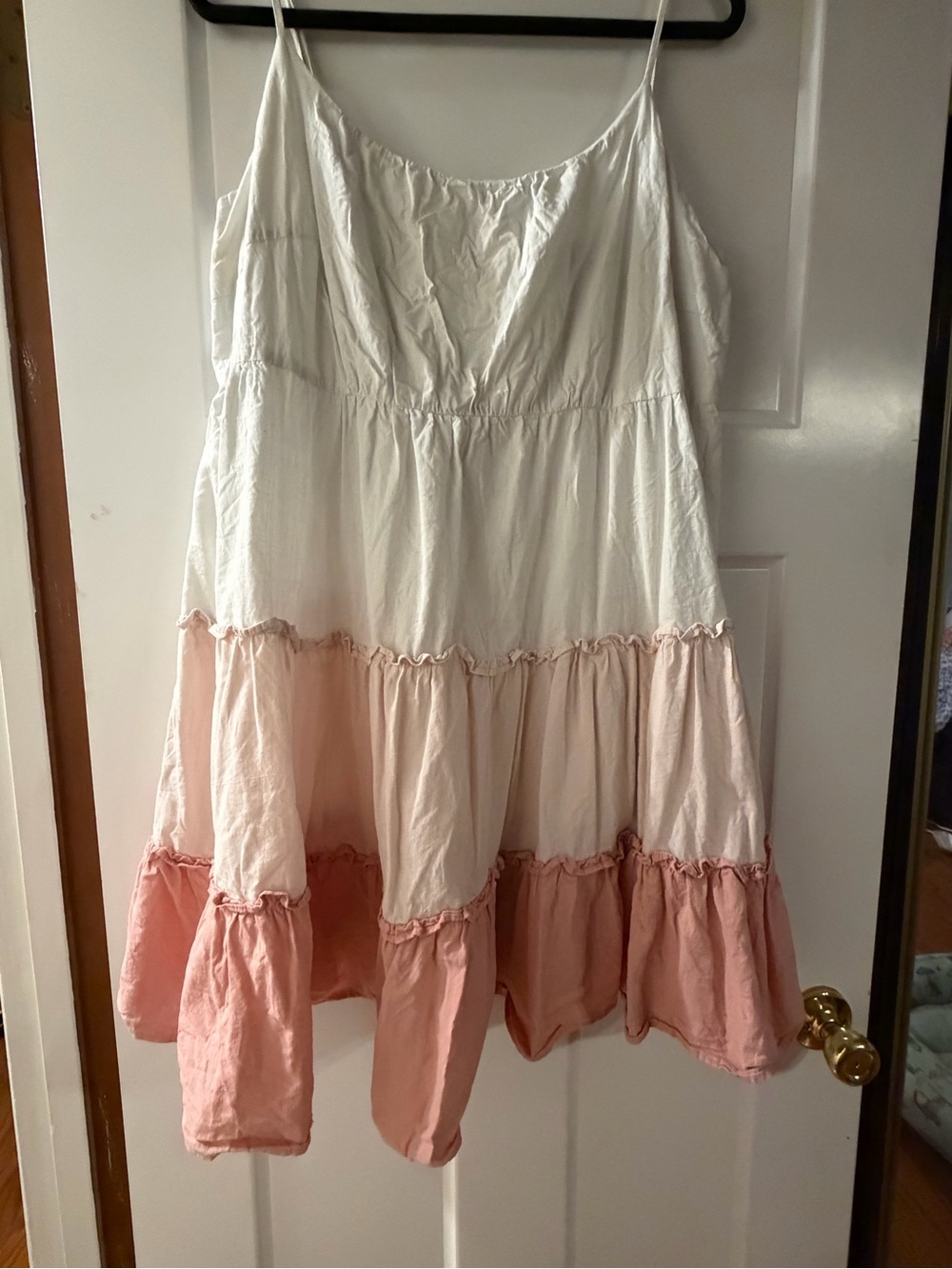 Chic Soul White and Blush Tiered Midi Sundress